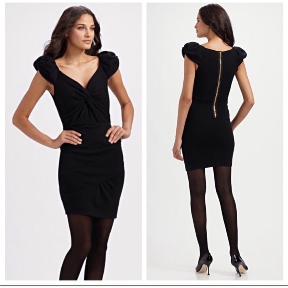 Anthro Leifsdottir 100% Wool Black Bodycon Mini Dress‎